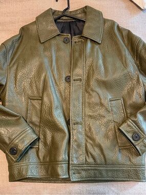 Green pebbled leather jacket